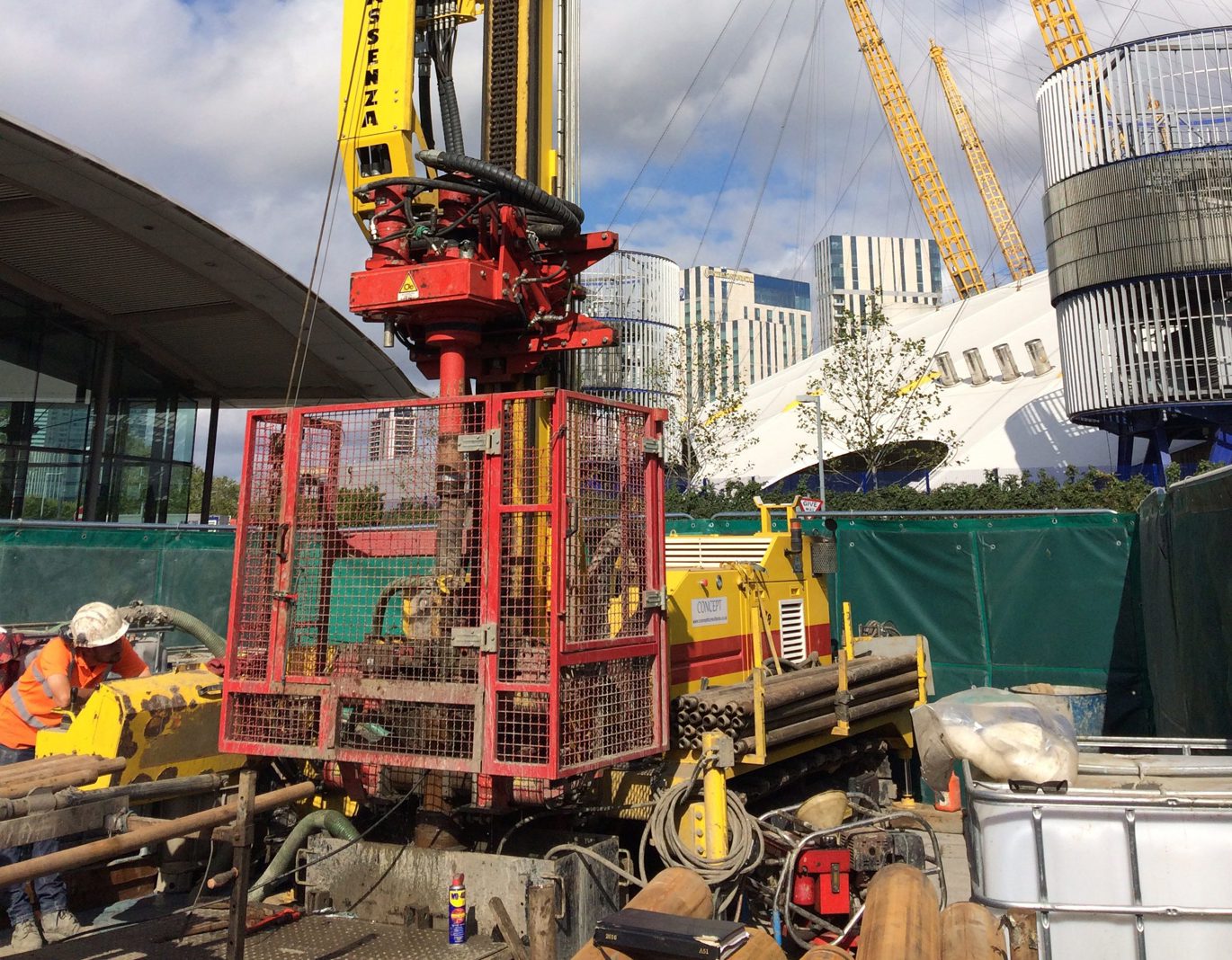 Rotary rig set up on site in Central London